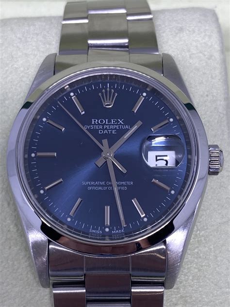 rolex date 34mm blue|Rolex oyster perpetual date 34.